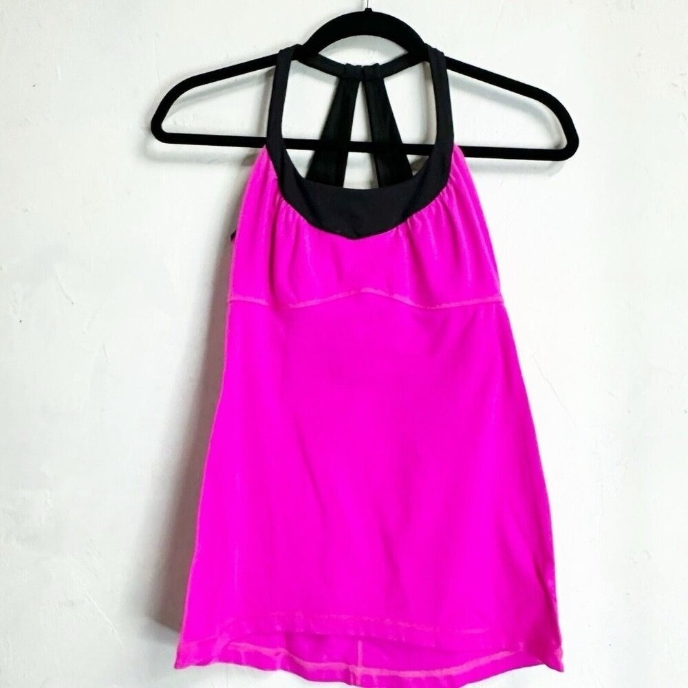 Lululemon Tank Top Athletic Barbie Pink Womens 6 Gym Yoga Stretch Built in Bra